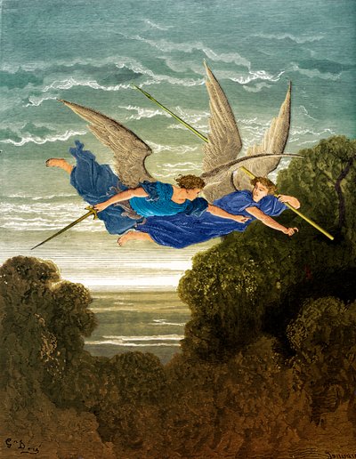 Paradiso perduto: Ithuriel e Zephon, di Doré da Gustave Dore